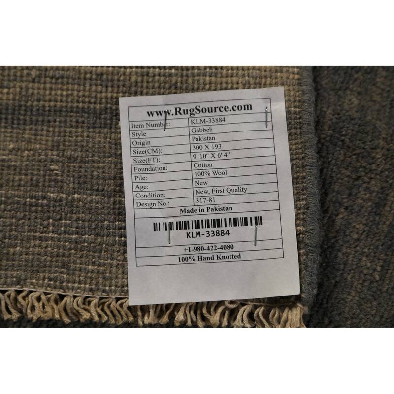 Gray Gabbeh Modern Area Rug Hand-Knotted Wool Carpet - 6'4" x 9'10"