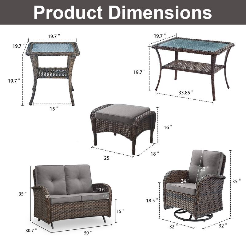Gymojoy Outdoor Wicker Patio Furniture Loveseat Glider & Chair Set