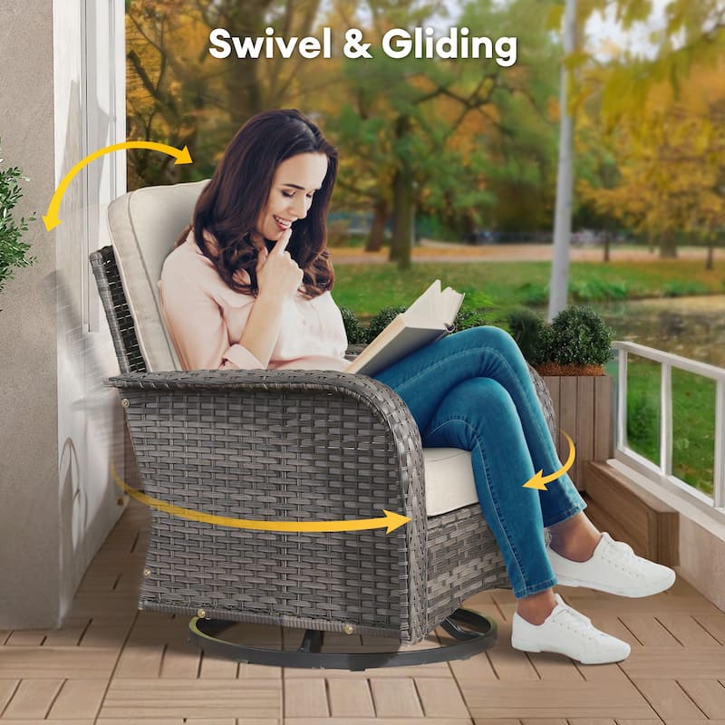 HOOOWOOO 7-piece Wicker Rattan Patio Furniture Set with Fire Pit Table
