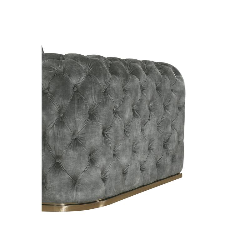 Divani Casa Dosie Transitional Grey Velvet Loveseat