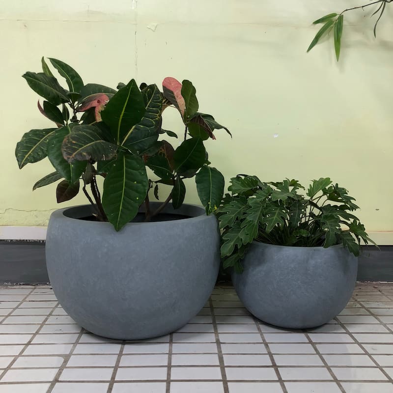 Durx-litecrete Lightweight Concrete Bowl Cement Color Planter-Set of 3 - 19.7'x19.7'x13'