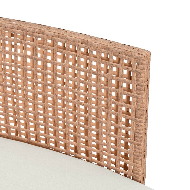 Modular Wicker Outdoor Sofa Set with Coffee Tables and Glass Tables, 6-Piece Half Moon Patio Sectional Sofa