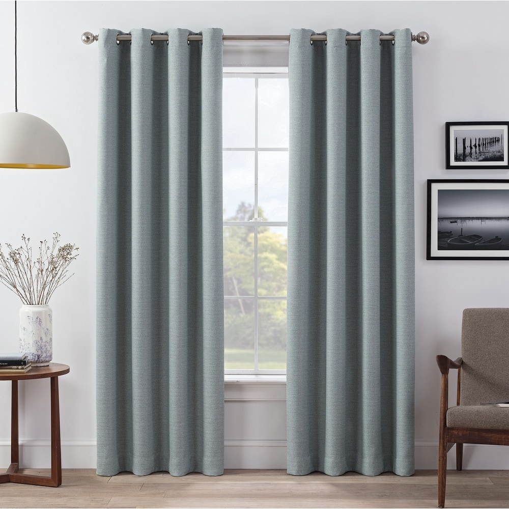 Eclipse Wyckoff Blackout Thermaweave, Grommet Window Curtain Panel Pair, 2 Panels