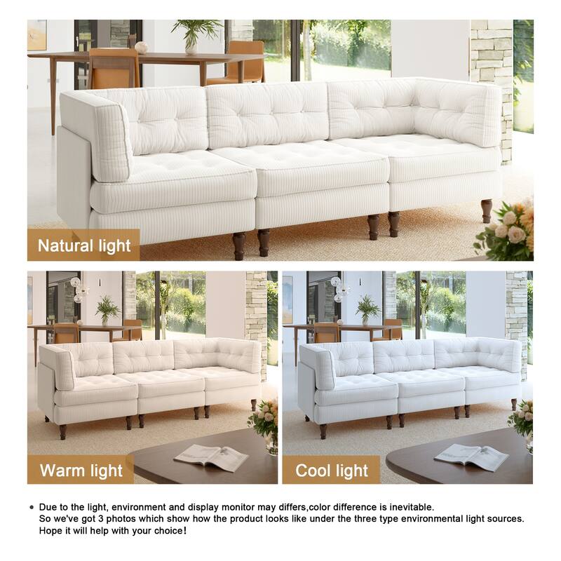 Oversized Modular Sectional Corduroy Fabric Tufted Sofa