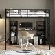 preview thumbnail 3 of 20, Full Size Metal Loft Bed with Built-in Ladder, Desk and Mesh Shelves, Kids Teens Bed Frame with Full-Length Guardrails