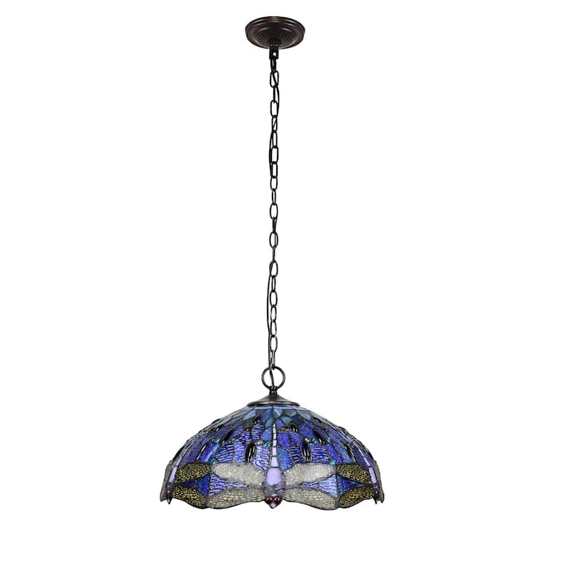 Tiffany-Style Dragonfly-Design 3-light Dark Bronze Pendant