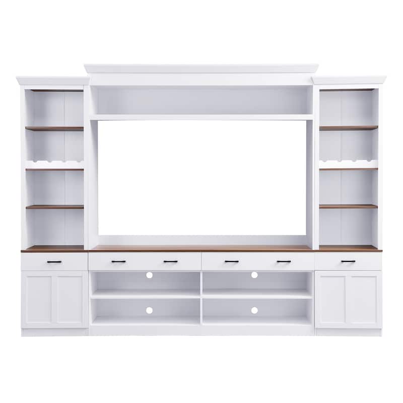Farmhouse Entertainment Wall Unit Set with Bookshelf