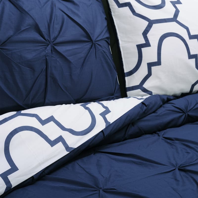 Superior Valencia Pinched Reversible Cotton Duvet Cover Set