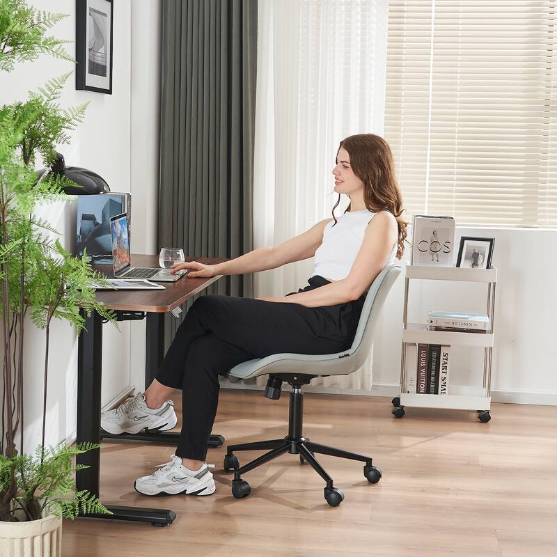 Armless Office Chair Swivel Home Office Desk Chairs with Wheels