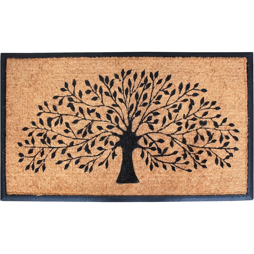 A1HC Flocked Hand-crafted Molded Rubber Coir Tree Door Mat