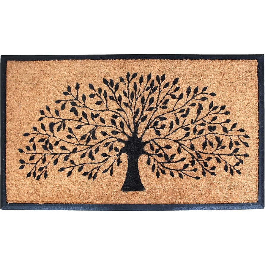 A1 Home Collections Flocked Hand-crafted Rubber Coir Tree Door Mat