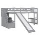preview thumbnail 17 of 15, Elegant Stairway Twin Size Loft Bed with Two Drawers, Convertible Ladder and Slide, Sturdy and Durable, Maximized Space, Grey