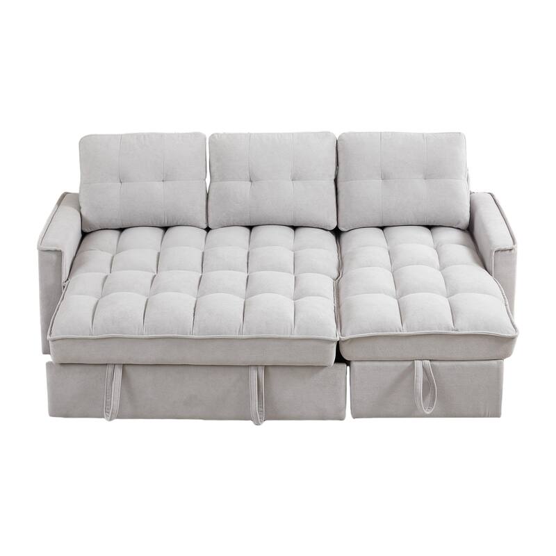 78.75" Chenille Reclining Sectional Sofa with USB/Type-C Charging, Hidden Storage & Ottoman