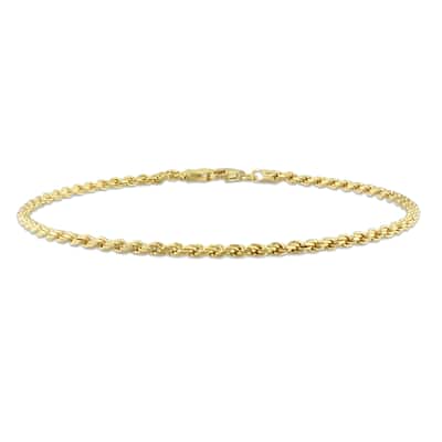 Miadora 2.2mm Rope Chain Anklet in Yellow Silver - 9 in