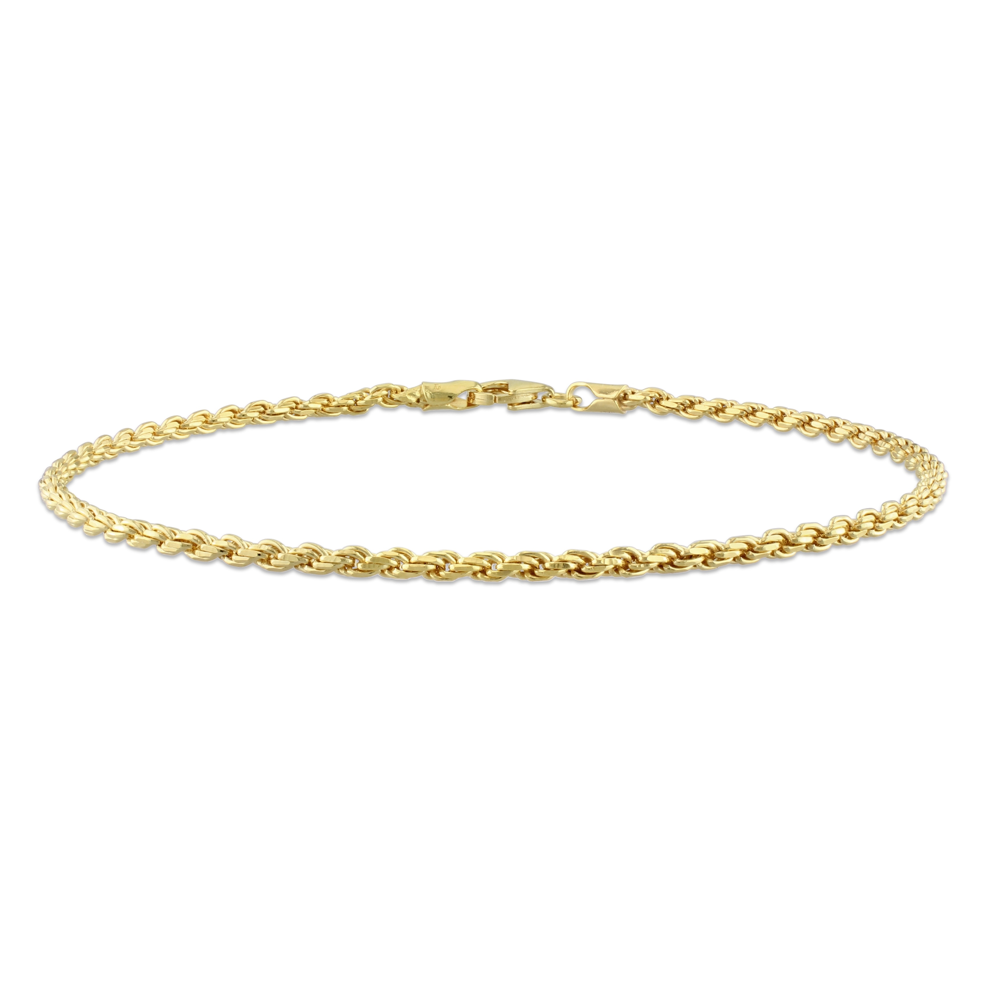 Miadora 2.2mm Rope Chain Anklet in Yellow Silver - 9 in