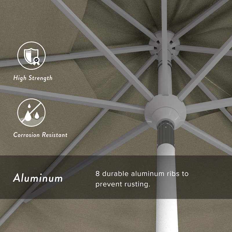 California Umbrella 11' Golden State Series Patio Umbrella White Aluminum Frame Crank Lift Collar Tilt Sunbrella