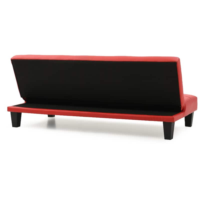 Faux Leather Tufted Straight Armless Sofa - 67" - Red