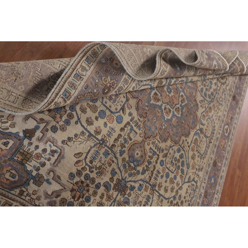 Traditional Tabriz Persian Vintage Rug Hand-Knotted Wool Carpet - 6'10"x 9'10"