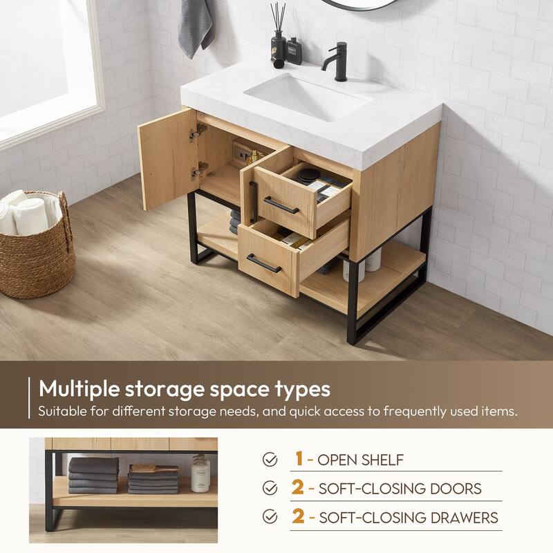 Kolkata Bathroom Vanity in Weathered Oak without Mirror