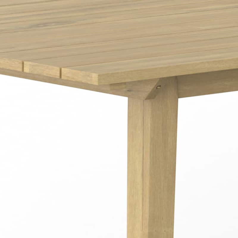 WyndenHall Nina 65 inch Wide Contemporary Outdoor Dining Table in Light Teak - 35.4" D x 65" W x 30.5" H