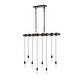 preview thumbnail 9 of 9, Zoey 40" 8-Light Vintage Driftwood Iron LED Linear Chandelier with Height Adjustable Bulbs, Brown Wood/Black , by JONATHAN Y