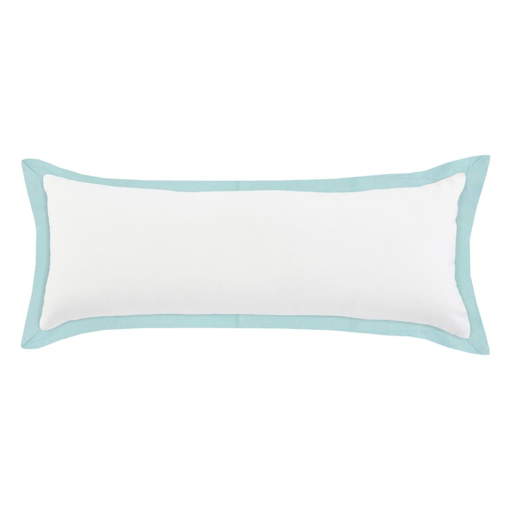HomeRoots 14" X 36" White And Icy Blue 100% Cotton Geometric Zippered Pillow