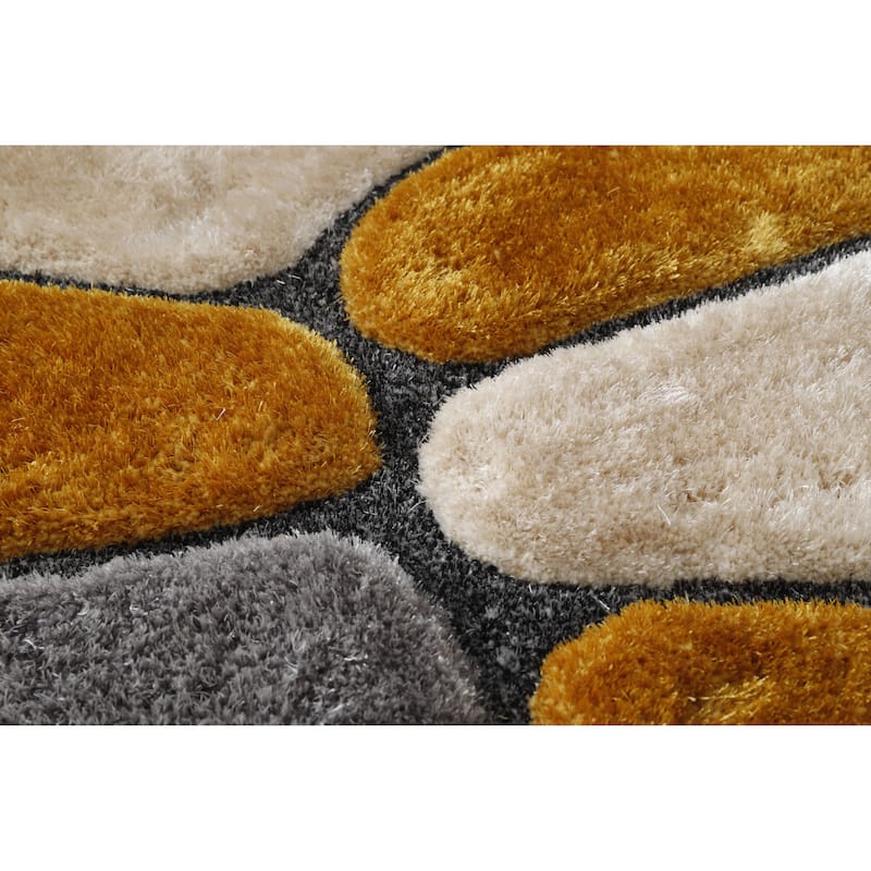 Mateos Shag Collection Stone Area Rug