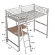 preview thumbnail 5 of 10, Twin Size Metal Loft Bed Metal with Desk and Shelf, Silver