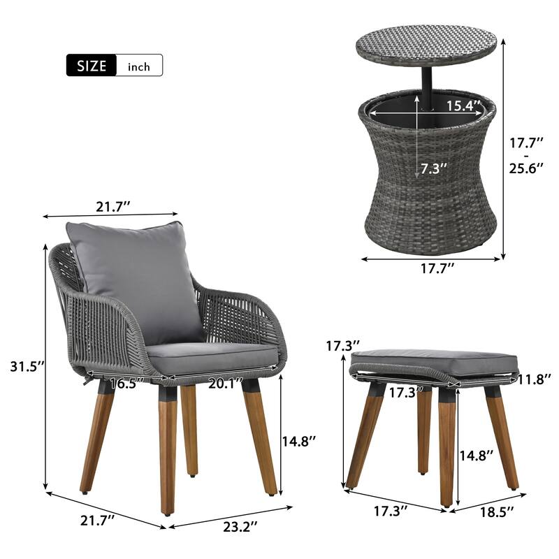 5-Piece Wicker Patio Conversation Set with Cushions