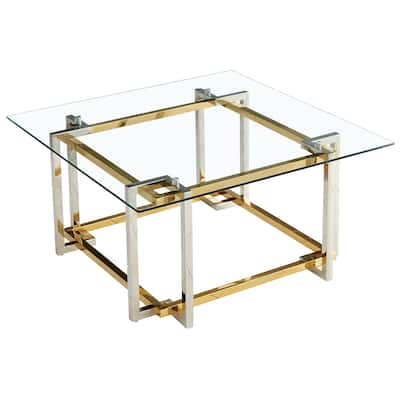 Contemporary Square Glass & Metal Coffee Table