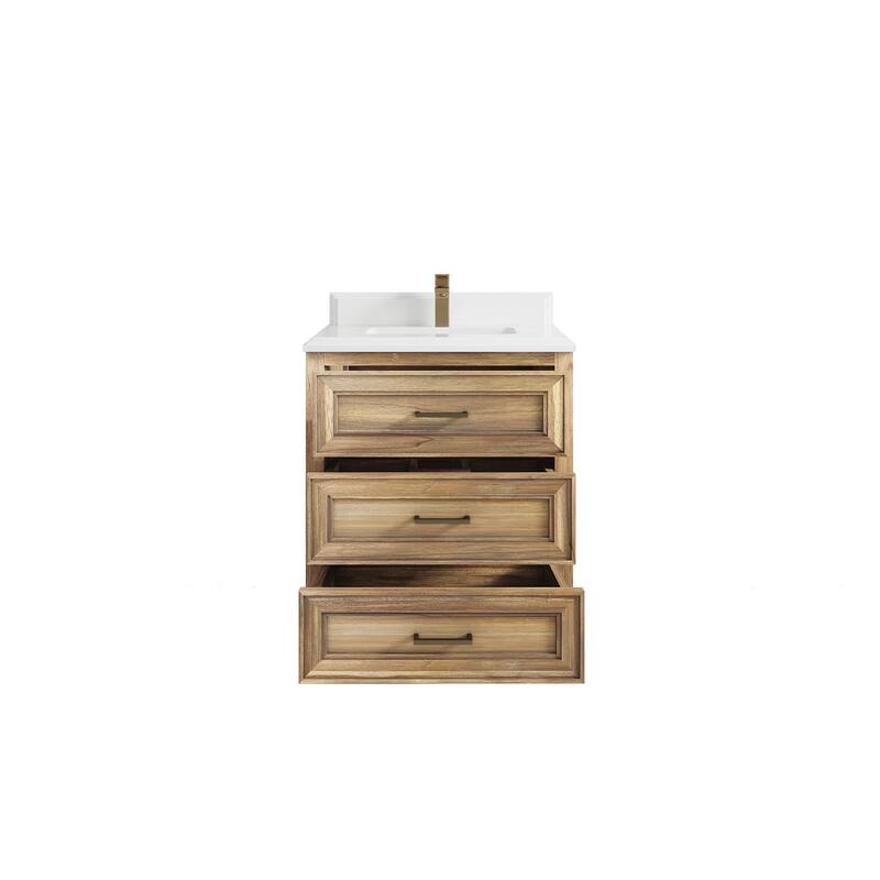 Willow Collections 30 in. W x 22 in. D Santa Monica Teak Single Sink Bathroom Vanity with Countertop
