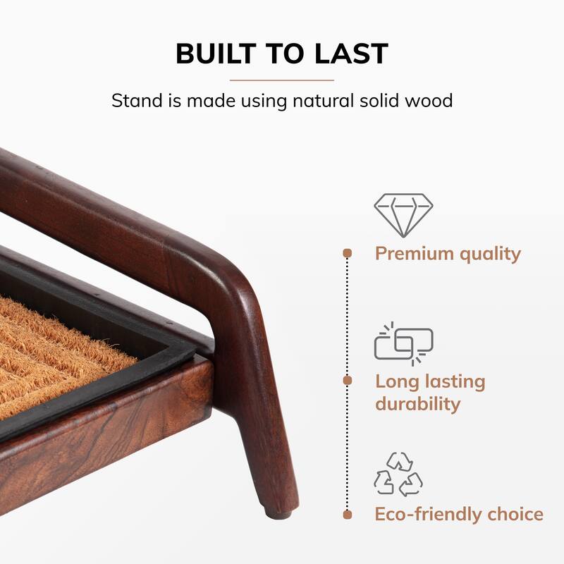 Jani Single-Tier Brown Stand 2-Pair Rubber Boot Tray