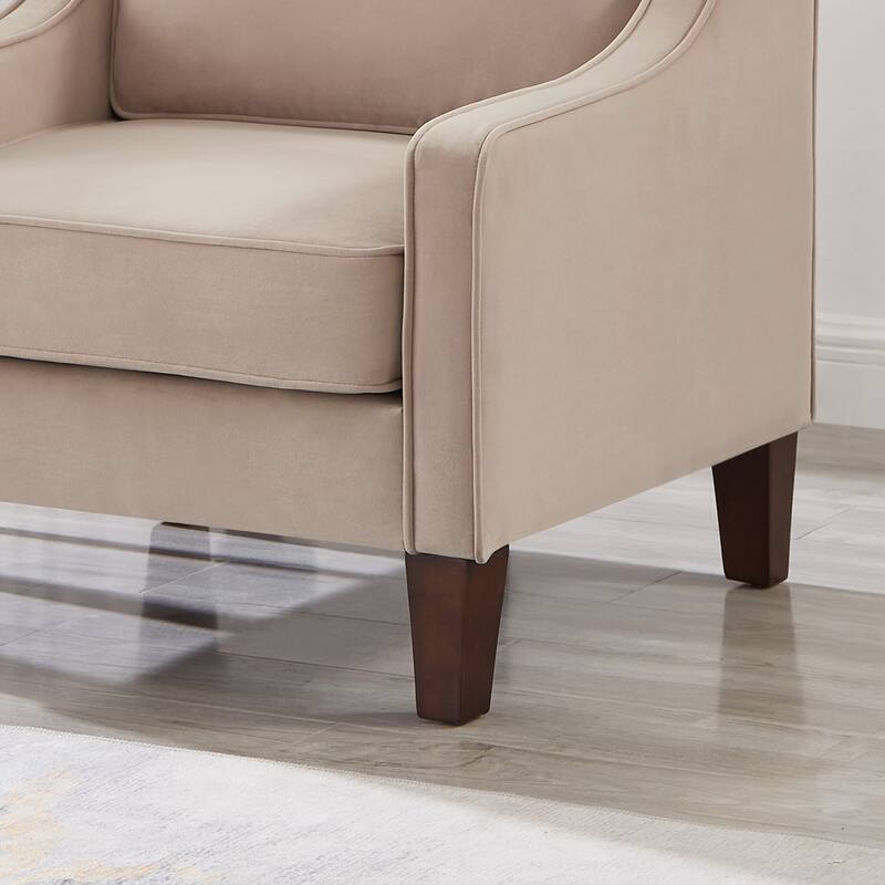 Armchair, Single Seat Sofa Chair with Wooden Legs, Velvet Accent Chair