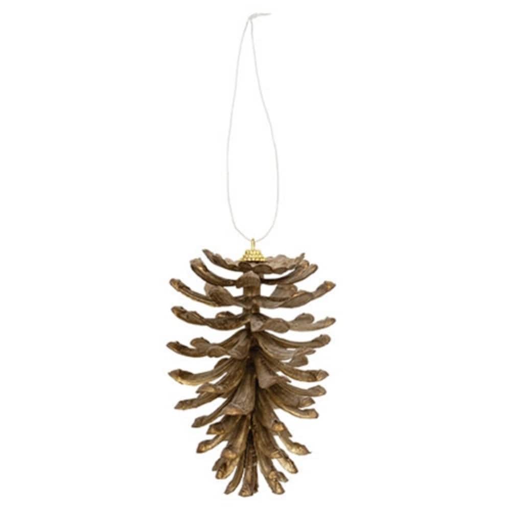 Brown Bronze-Tipped Pinecone Ornament with Clear String Hanger - 3.50 x 3.50 x 5 in.