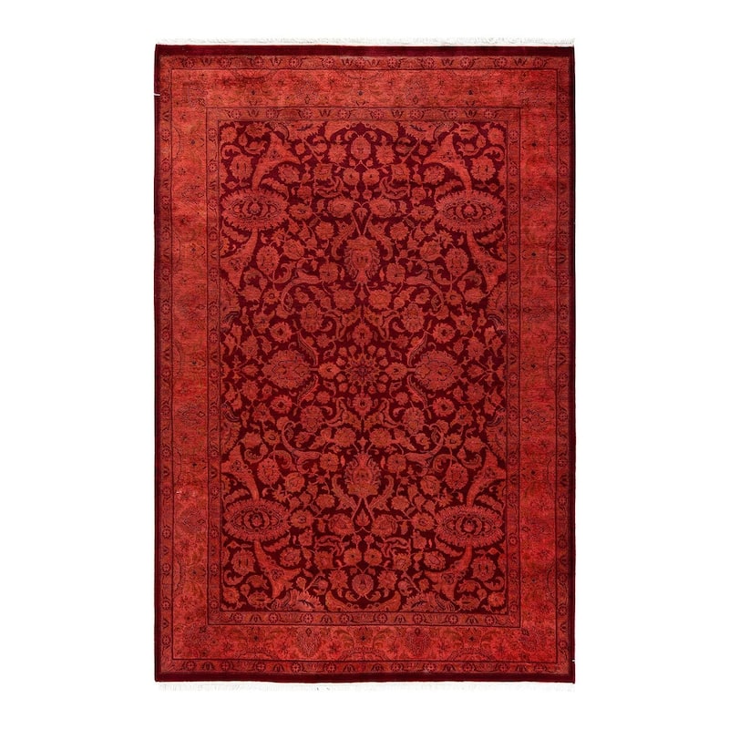 Fine Vibrance, One-of-a-Kind Hand-Knotted Area Rug - Red, 4' 2" x 6' 3" - 4' 2" x 6' 3"