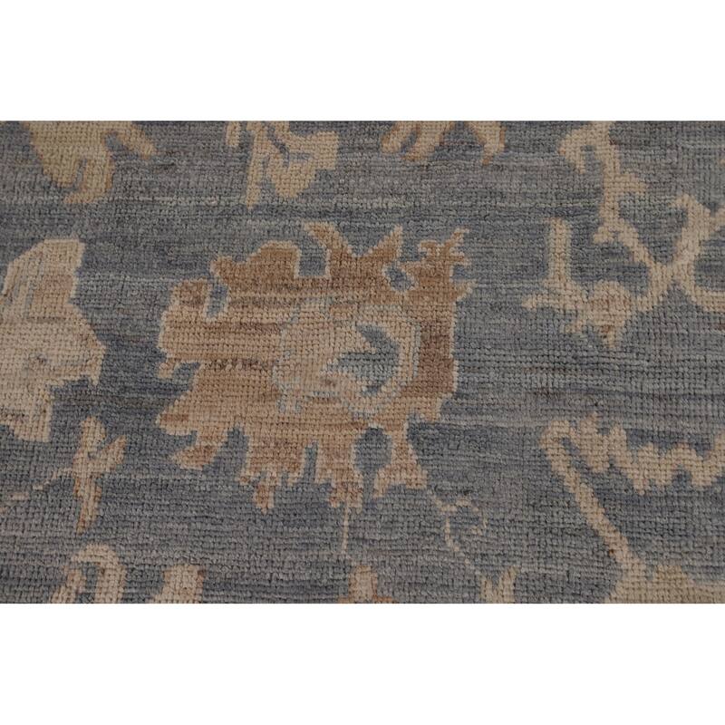 Vegetable Dye Blue Oushak Oriental Area Rug Hand-Knotted Wool Carpet - 6'2"x 8'9"