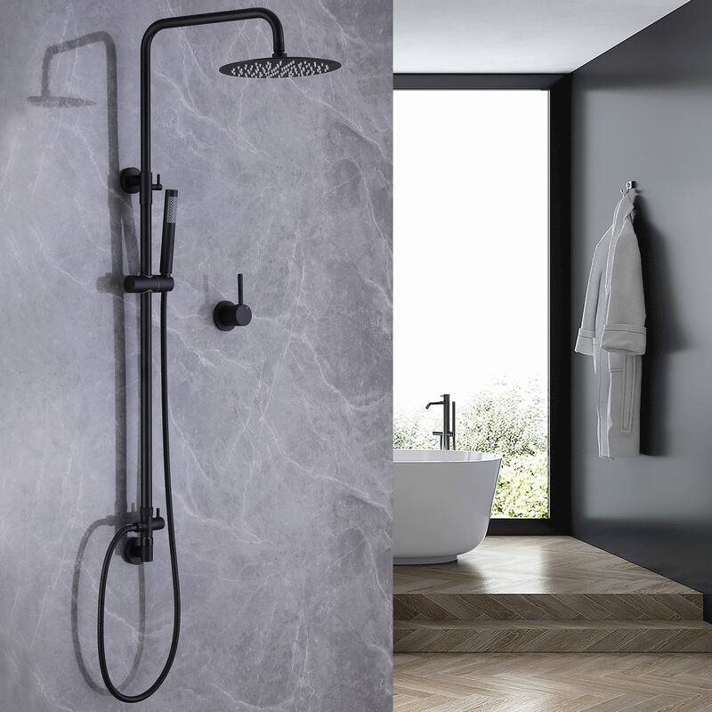 Wall Mounted Exposed Shower System with 10" Showerhead and Handheld Showerhead