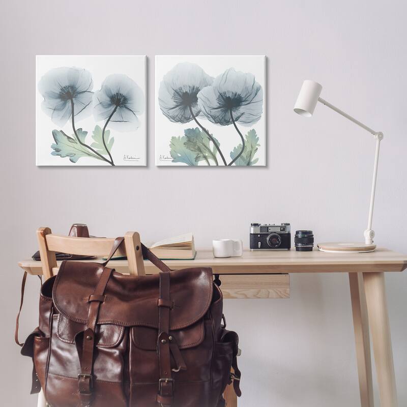 Stupell Luminous Sapphire Florals Canvas Wall Art Design By Albert Koetsier (Set of 2)