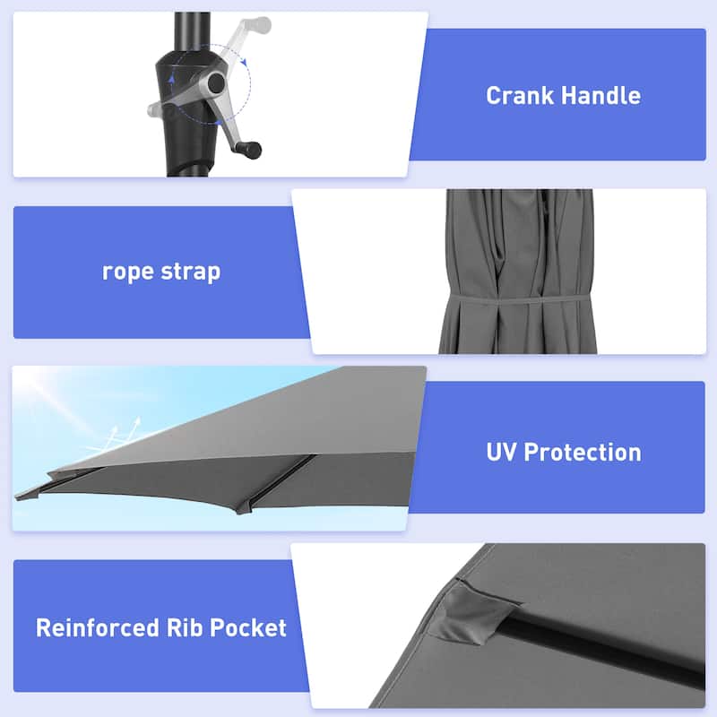 Autlaycil 15ft Patio Umbrella with Base,Large Outdoor Rectangle Double-Sided Umbrella