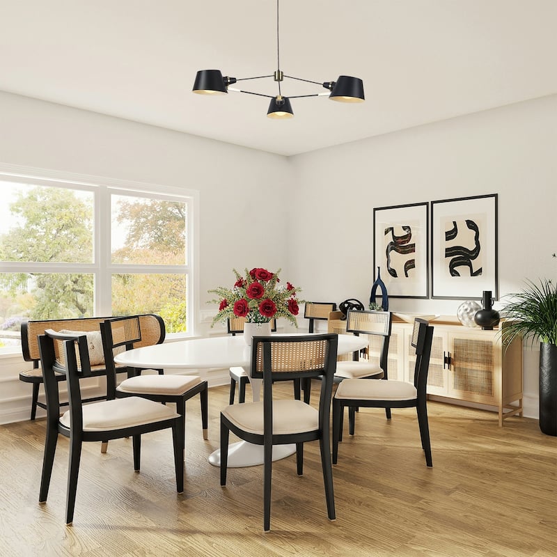 Industrial 3-Light Black Aluminum Chandelier