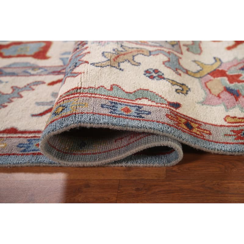 Transitional Blue Oushak Area Rug Handmade Oriental Wool Carpet - 8'1"x 9'10"
