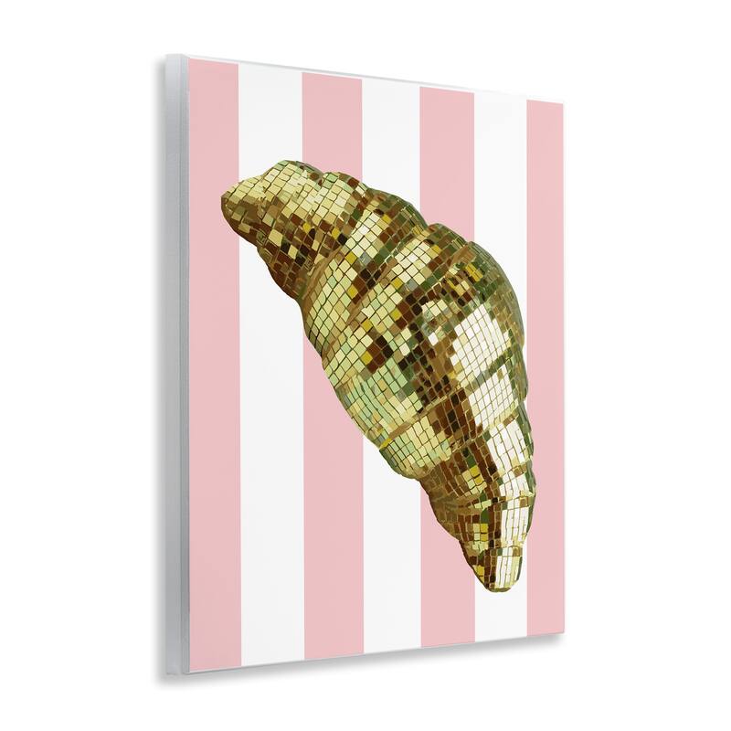 Stupell Disco Croissant & Pink Stripes Wall Plaque Art Design By Lil' Rue