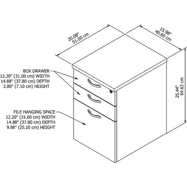 Easy Office 3 Drawer Mobile File Cabinet by Bush Business Furniture ...