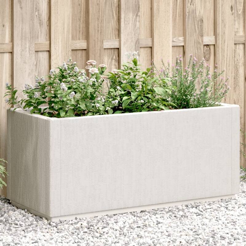 vidaXL Garden Planter White Polypropylene Medium Durable Planter - 14.2 x 31.5 x 13.8 - White