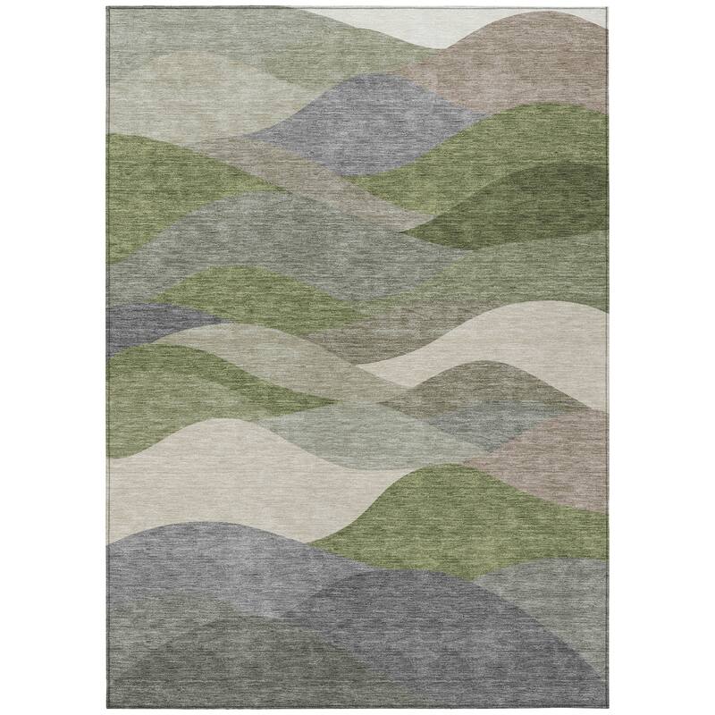 Machine Washable Indoor/ Outdoor Modern Horizon Chantille Rug
