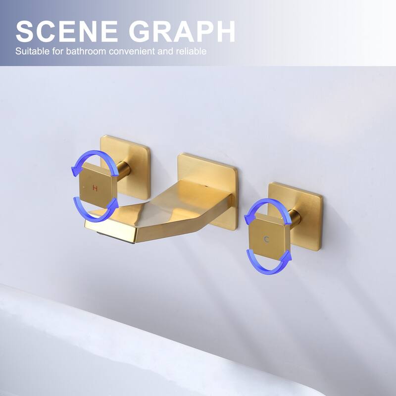 WOWOW Dual- Handle Waterfall Bathroom Wall-mount Faucet in Modern