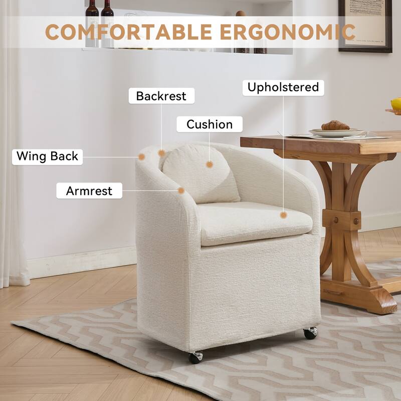 Upholstery Dining Armchair With Universal Wheels