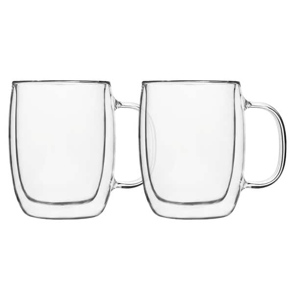 Insulated Double Wall Mug Cup Glass-Set of 4 Mugs/Cups Thermal,350ml - Bed  Bath & Beyond - 26440356