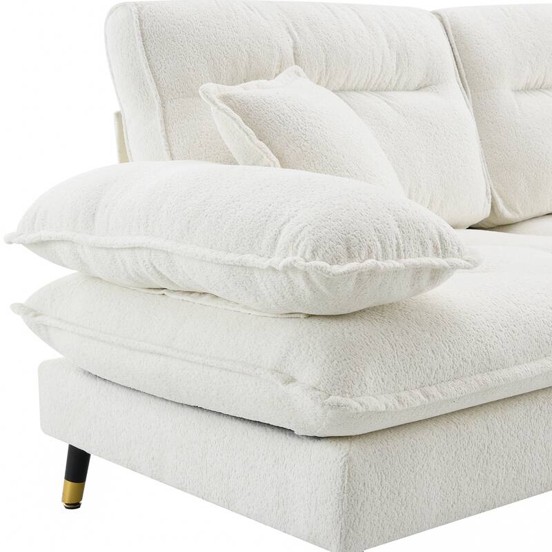 L-shaped Convertible Sectional Sofa, 4 Seat Tufted Couch Set