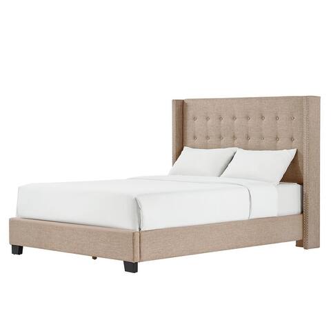 Melina Tufted Linen Wingback Platform Bed by iNSPIRE Q Bold